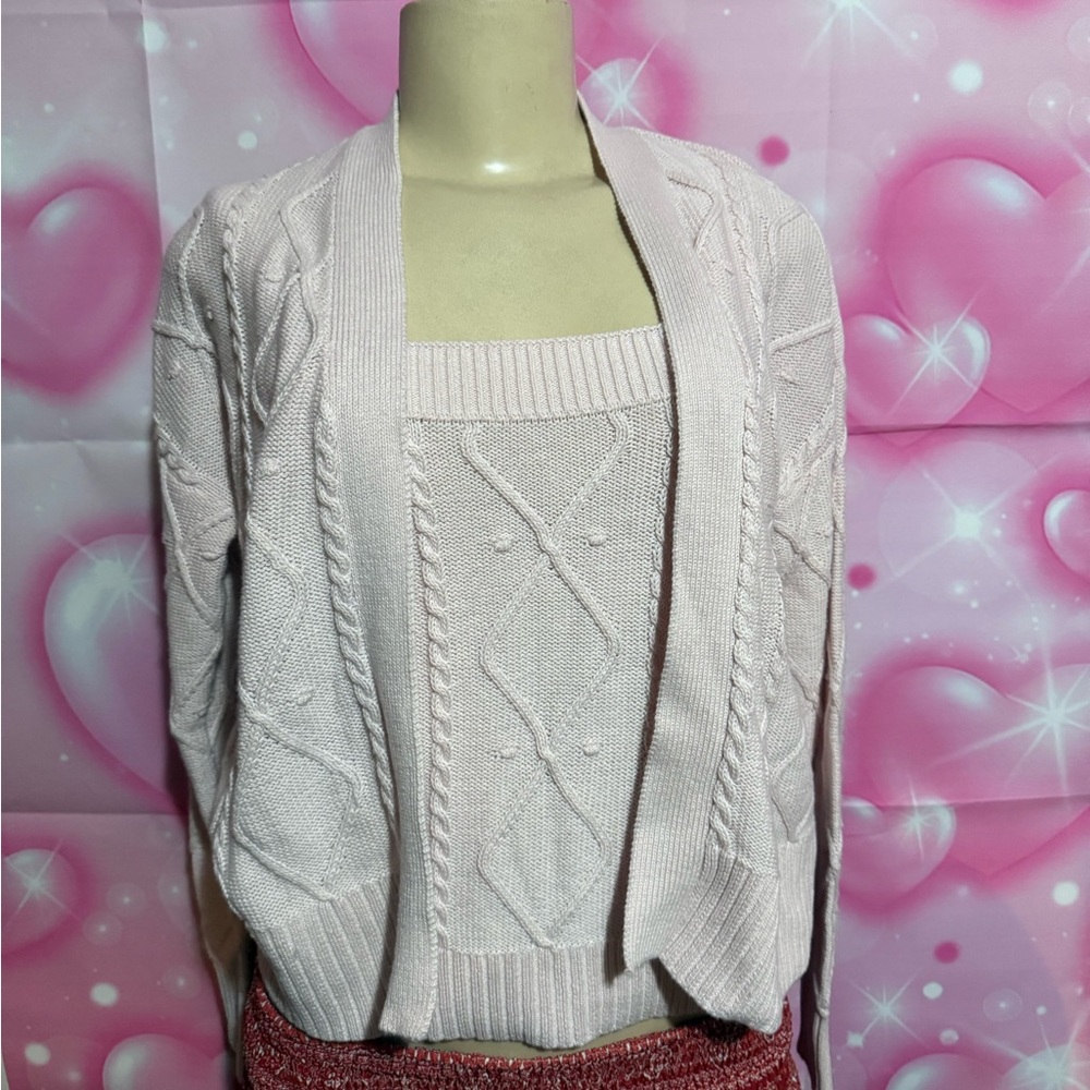 Bellini Women's Cardigan Sweater Set in Soft Pink